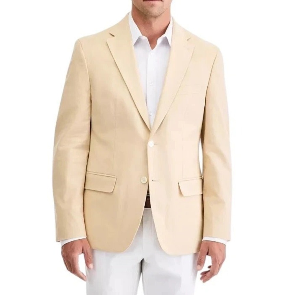 Tommy Hilfiger Men's Modern-Fit Linen Blend Blazer Sport Coat 46L Ligth Tan